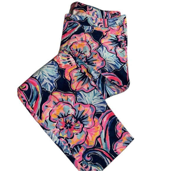 LILLY PULITZER Kelly Ankle Pants in Pink/Blue Size 12 — SIMPLY GORGEOUS!!! - Picture 2 of 10